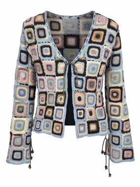 Vintage Ann Trinity Crochet Granny Square Cardigan Boho‎ Hippie Grannycore- Med